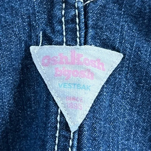 Vintage OshKosh B’gosh Girl’s Pink Snowflake Embroidered Denim Overall Dress - Picture 8 of 12